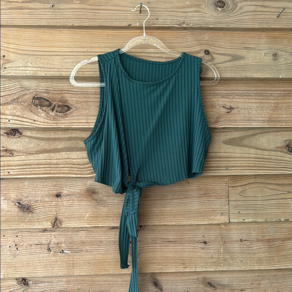 Sleeveless Green Tie-Front Top